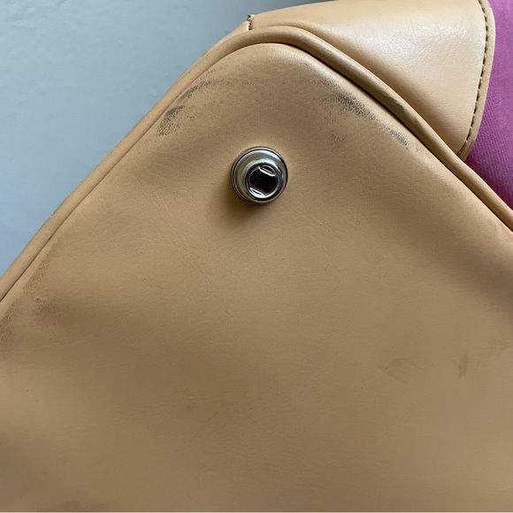 Diane Von Fustenberg DVF Lavander Rose Mauve Canvas Leather Trim Weekender Bag - Picture 10 of 16